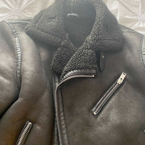 Zara Black Leather Biker Jacket - Picture 2 of 6
